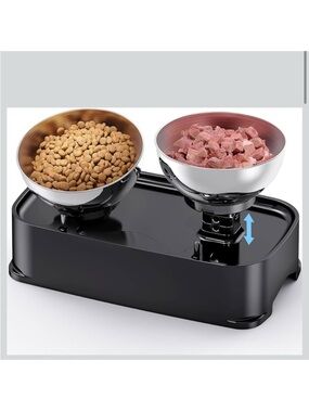 Adjustable Height and Tilt Double Pet Bowl Set
